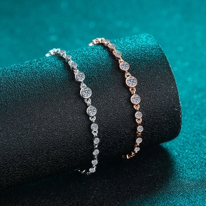 Luxurious S925 sterling silver bracelets with moissanite stones in silver and gold finish