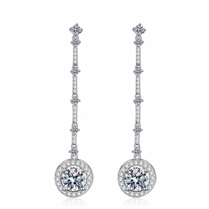 Boucles d'oreilles pendantes en argent S925 avec glands en moissanite et halos