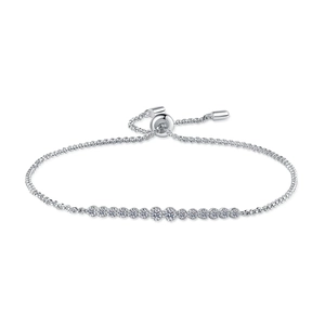 Elegant S925 sterling silver adjustable tennis bracelet with sparkling moissanite stones