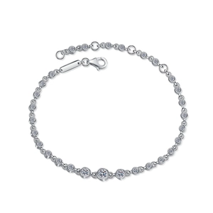 Polished S925 sterling silver champagne gold moissanite bracelet on white background