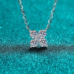 S925 Sterling Silver Moissanite Necklace For Women Petal Pendant Minimalist Luxury Fashion Jewelry Daily Gift For Her