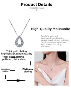 Détail du pendentif en forme de goutte en moissanite avec placage multicouche avancé