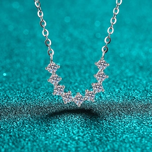 S925 Sterling Silver Moissanite Necklace For Women U-shaped Smile Pendant Minimalist Elegant Jewelry Valentine Day Gift