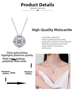 Detailed close-up of Moissanite pendant with multi-layer plating and model try-on
