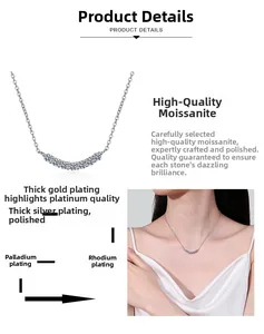 Detail of S925 sterling silver smile necklace with multi-layer electroplating process
