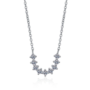 Minimalist S925 sterling silver U-shaped moissanite necklace with 7 sparkling stones