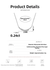 Specifiche del ciondolo a sorriso in argento 925 con pietre di moissanite da 0,24ct