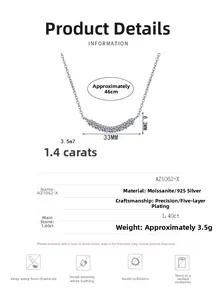 Detailed dimension guide for S925 sterling silver moissanite smile necklace