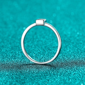 Minimalist S925 sterling silver ring with square cut moissanite in bezel setting
