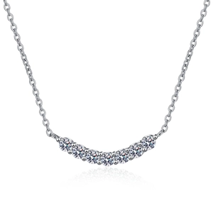 S925 sterling silver smile necklace with seven moissanite stones on a polished chain