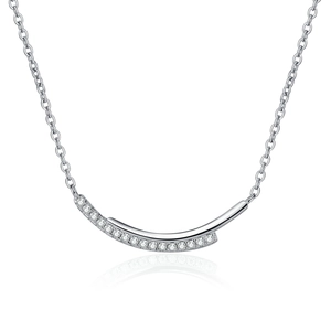 Elegante collana sorriso in argento S925 con moissanite scintillante e finitura a specchio