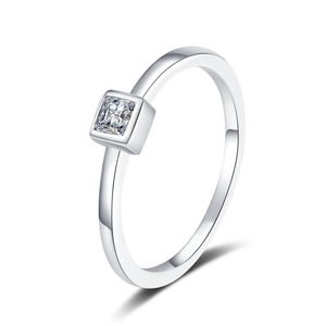 S925 sterling silver moissanite ring with square cut stone in minimalist design