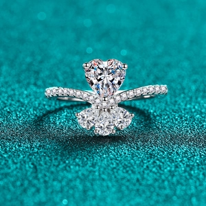 Elegant 925 Sterling Silver Heart Moissanite Ring For Women Luxurious Zirconia Bouquet Finger Ring Valentine Gift Fine Jewelry
