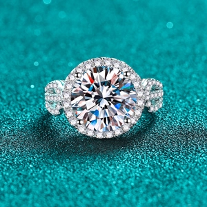 Bague Halo en Argent Sterling S925 Avec Moissanite 5 Carats pour Femme Élégante Bijoux de Fiançailles Mariage