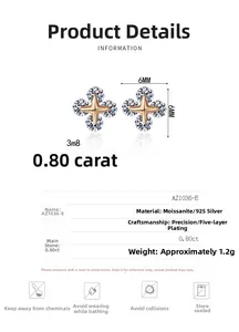 Dettaglio degli orecchini a fiore in argento 925 con accenti in moissanite lucida