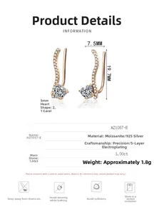 Détails des boucles d'oreilles cœur en argent S925 avec Moissanite, taille 19,7x7,5 mm