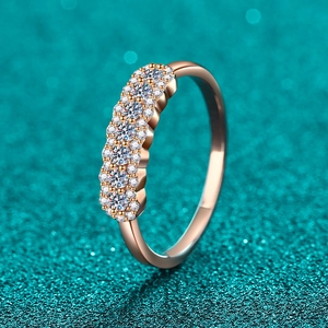 Elegant S925 sterling silver moissanite ring in rose gold finish with 11 round cut stones