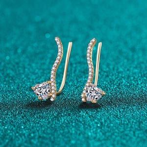 Boucles d'Oreilles Clous Cœur en Argent Sterling S925 pour Femmes Plaqué Or Champagne Zirconia Bijoux Élégants