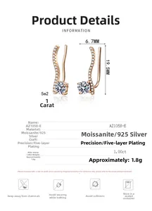 Gros plan détaillé de boucles d'oreilles en argent 925 et moissanite en forme de S