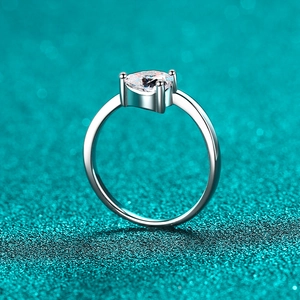 Elegant S925 sterling silver ring featuring a heart-shaped moissanite stone for women