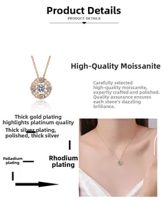 Dettaglio del ciondolo in moissanite con placcatura multistrato e argento 925 puro