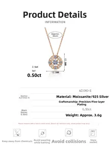Tabella taglie dettagliata per la collana in moissanite argento S925 oro champagne