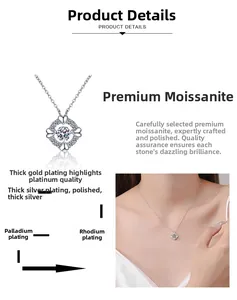Macro detail of floating moissanite heart pendant showing premium multi-layer silver plating