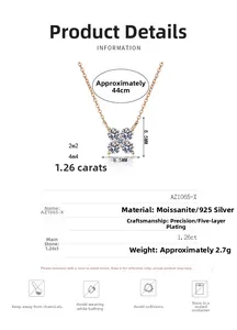Macro detail of 925 silver four-leaf clover pendant with 1.26ct moissanite stone