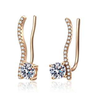 Élégantes boucles d'oreilles grimpantes en argent S925 or rose moissanite avec zircons