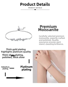 Close-up of S925 sterling silver moissanite bracelet showing multi-layer plating details