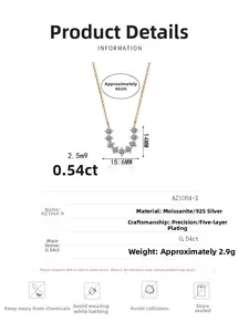 Détail du pendentif en U en argent S925 avec moissanite 0,54ct et plaqué or rose