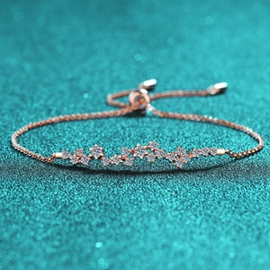Bracelet Étoile en Argent Sterling 925 avec Moissanite pour Femme Or Champagne Bracelet Bolo Réglable Bijoux