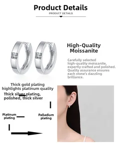 Detail of square moissanite earrings in S925 sterling silver with polished finish