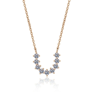Collier en argent S925 avec pendentif en U doré champagne et pierres brillantes pour femme