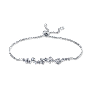 Elegant S925 sterling silver star-shaped moissanite bracelet with adjustable slider clasp