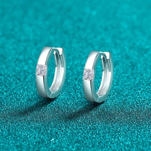 925 Sterling Silver Moissanite Hoop Earrings For Women Minimalist Square Cut Geometric Huggie Earrings Jewelry Gift