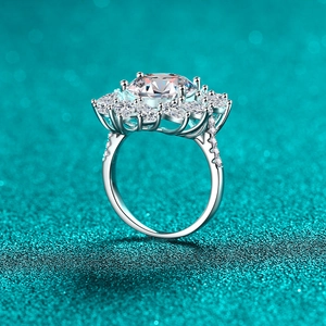 Elegant S925 sterling silver ring featuring a large round moissanite with pear-cut halo