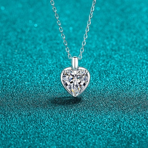 S925 Sterling Silver Heart Moissanite Necklace For Women Minimalist Heart Shaped Pendant Zirconia Clavicle Chain Jewelry Gift