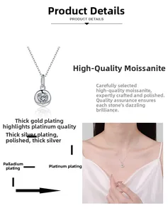 Détail du pendentif cœur en argent S925 et moissanite avec placage de qualité