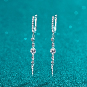Boucles d'Oreilles Pendantes en Argent Sterling S925 Moissanite avec Glands pour Femmes Longues Boucles d'Oreilles Goutte d'Eau Bijoux Fins