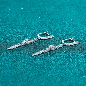 Boucles d'oreilles S925 argent moissanite avec cristaux étincelants en forme de goutte