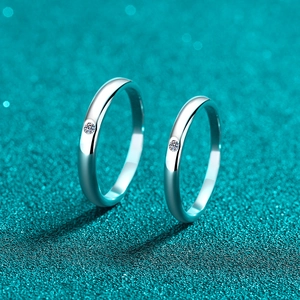 925 Sterling Silver Moissanite Couple Rings Minimalist Polished Engagement Bands Single Stone Inlaid Ring For Men Women Valentine Gift