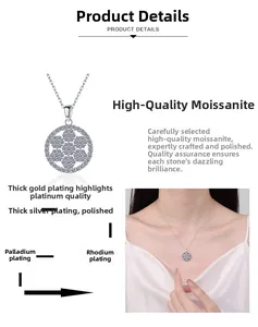 Detail of Moissanite snowflake necklace showing multi-layer thick gold plating process