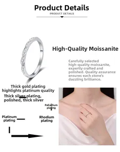 Detail eines Moissanit-Kordelrings mit dicker Silber- und Rhodium-Beschichtungsschicht
