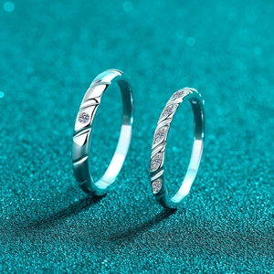 Anelli di Coppia in Argento Sterling 925 con Moissanite Semplici Anelli in Argento Galvanizzato per Uomo Donna Regalo di San Valentino