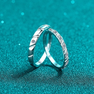 Anelli di coppia in argento sterling S925 e moissanite con incisione di foglie