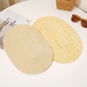 Handwoven straw mats in oval shape for DIY hat making and pastoral home decor accents