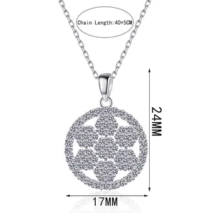 S925 sterling silver moissanite snowflake pendant necklace with dimensions and carat details