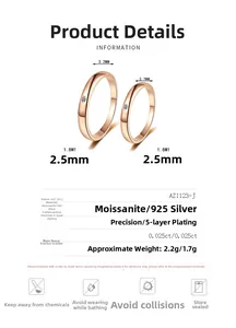 Macro detail of rose gold S925 silver rings with moissanite inlay and polished finish