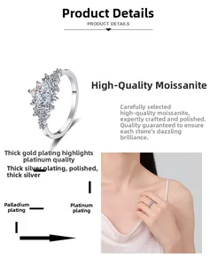 Detailed view of princess cut moissanite ring with multi-layer rhodium plating finish